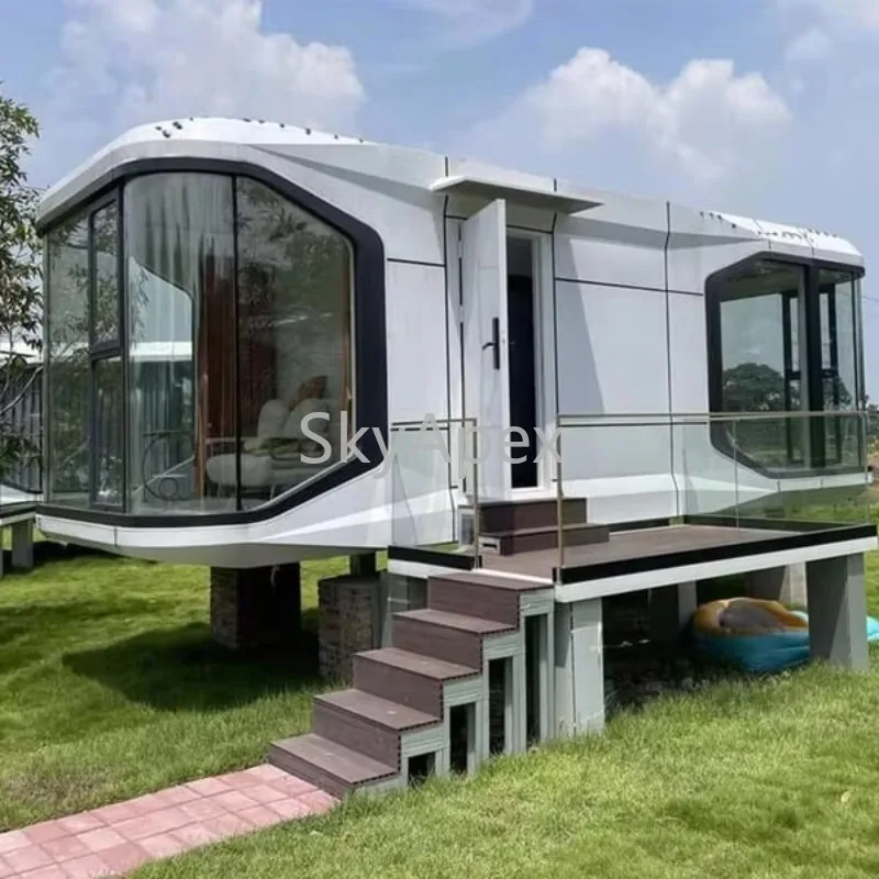Customizable High Quality Portable Steel Structure Prefab Space Capsule  House 2 Bedrooms  For  Outdoor  Hotels  China  Supplier