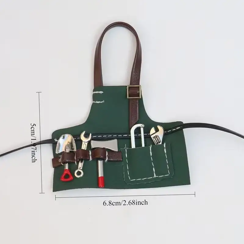 New-Dollhouse Creative Personality Tooling Apron Clothing Decoration Apron Simple Solid Color Leather Apron Adjustable Length