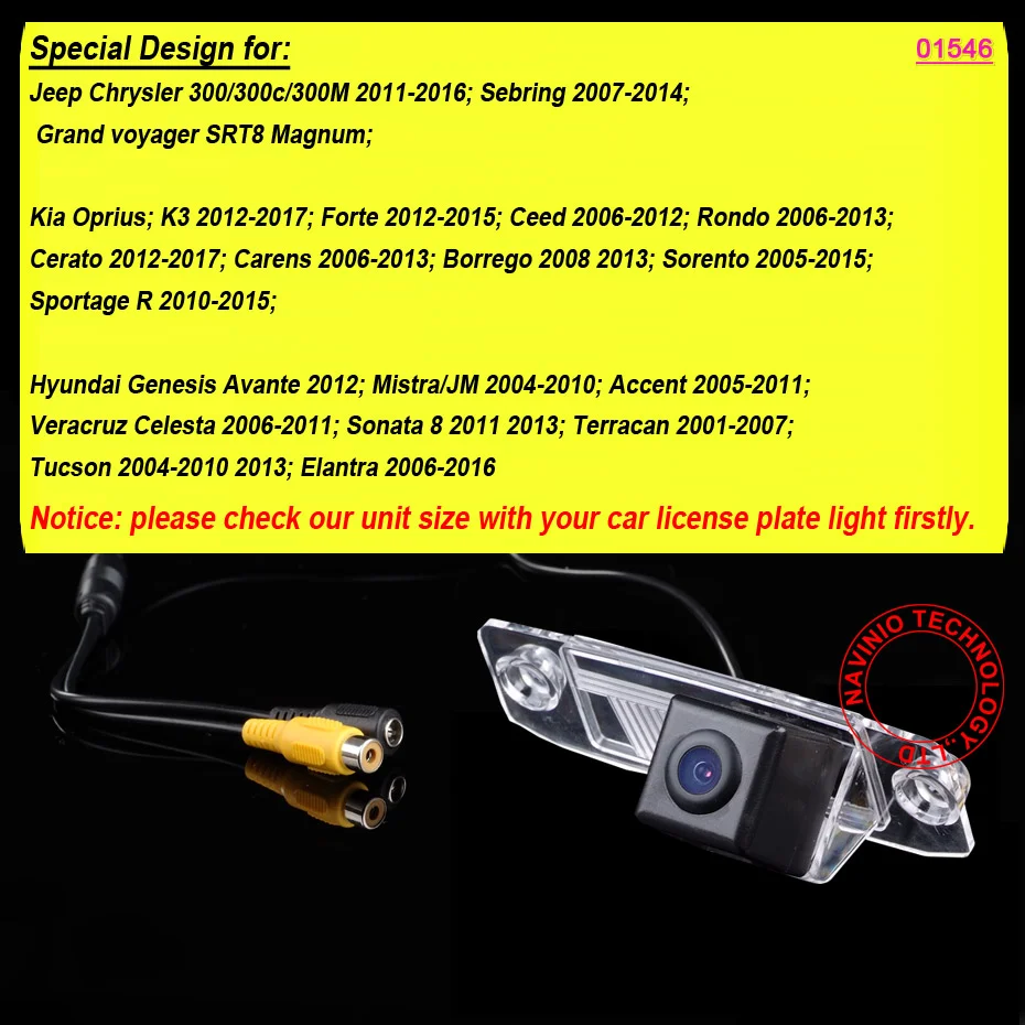Car rear view Camera for Kia Oprius K3 Forte Ceed Rondo Cerato Carens Borrego Sorento Sportage R/Hyundai Genesis Avante Sonata
