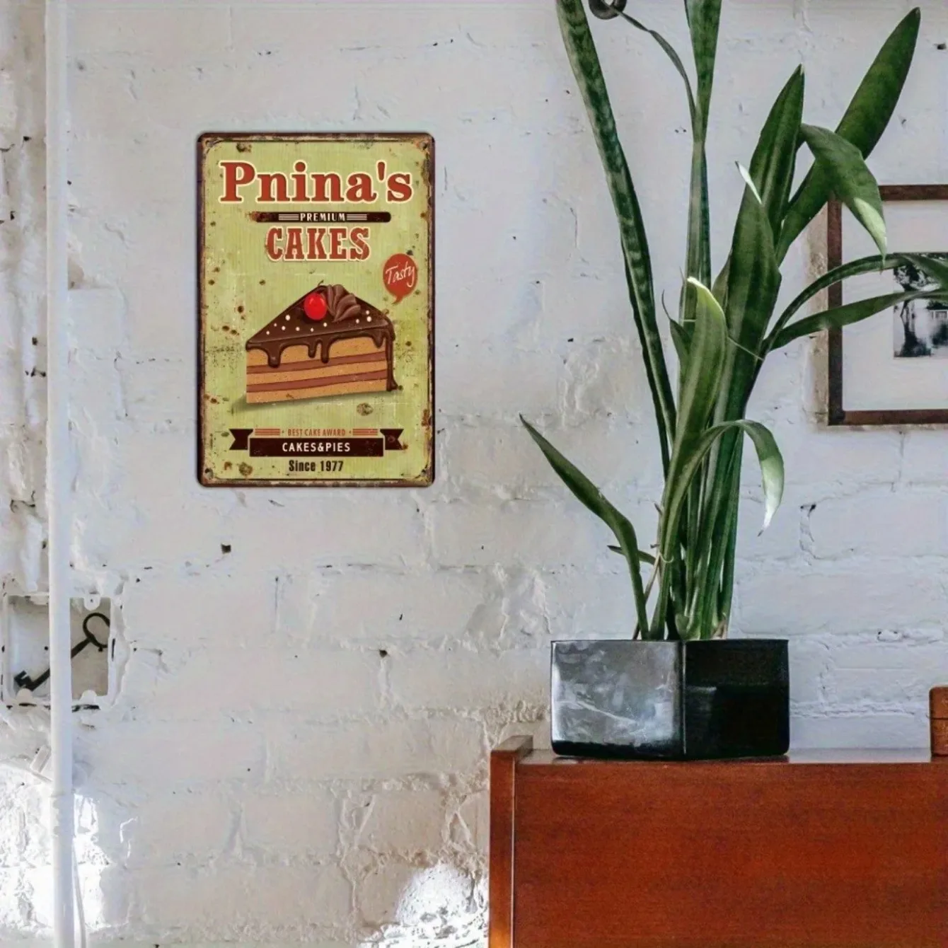علامة معدنية كلاسيكية مخصصة "الكعك والفطائر الممتازة منذ عام 1977" - لوحة فنية جدارية للمنزل/المزرعة/محلات الحلوى.