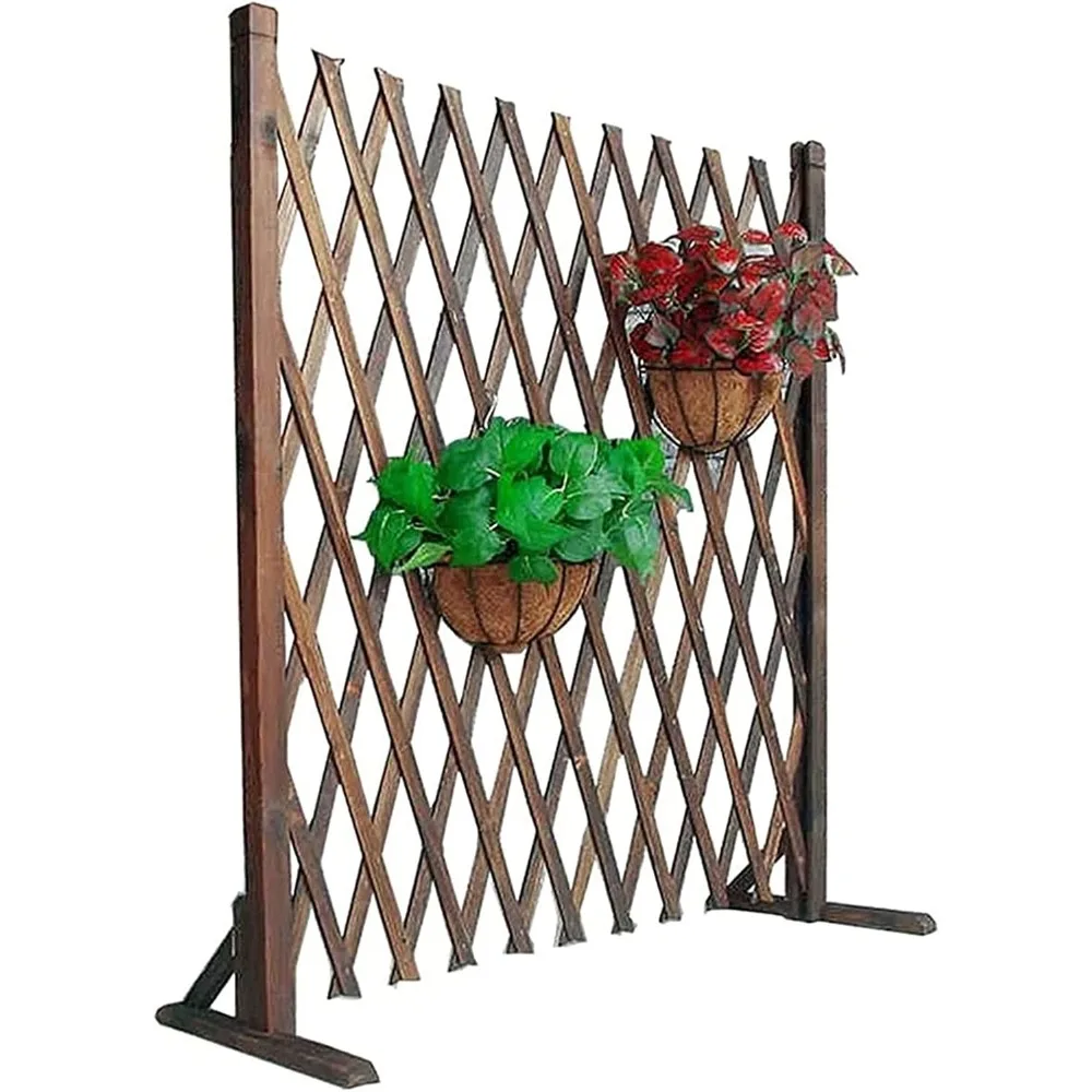 

Деревянный забор с выдвижной дверью, расширенный садовый забор, отдельно стоящая деревянная решетка, садовый экран, защитный забор для домашних животных и собак (размер: