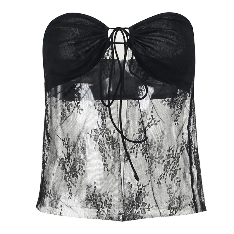 Spice Girl Casual Temperament Vacation Vest Women, Sexy Lace Hollow Stitching Tube Top Cw69107