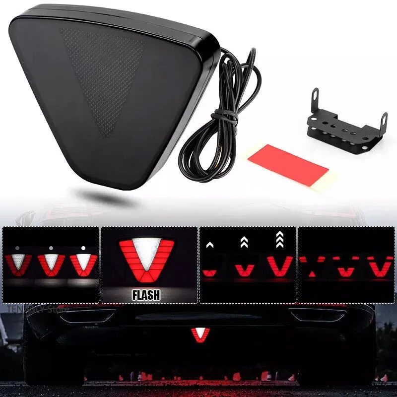 Enquêter de frein arrière à LED style F1, flux dynamique, feu pilote, feu de sécurité stop, barrage en iode, lampe de signalisation, voiture, camion, moto, SUV, 12V