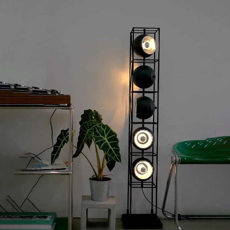 Tower of Spheres Floor Lamp Creative Metal chrome floor lamp Atmosphere Lamp for Living Room Bedroom with shelves standing lamp