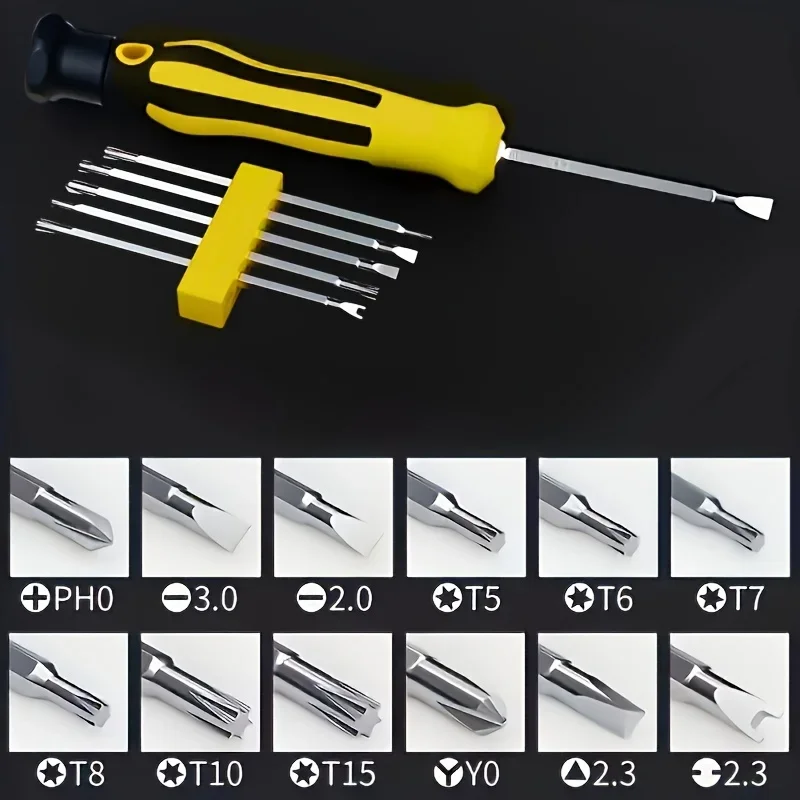 7-In-1 Precision Screwdriver Set: Designed for smartphones and tablets, with durable carbon steel tools and flat heads