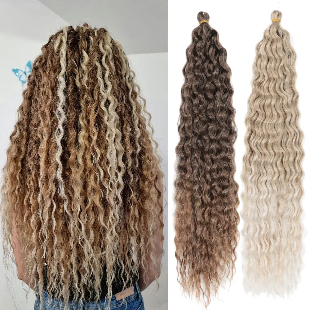 22 Zoll Deep Wave Twist Häkeln Haar Afro Ariel Curl Häkeln Zöpfe Haar Ombre synthetische Flechten Haar verlängerungen