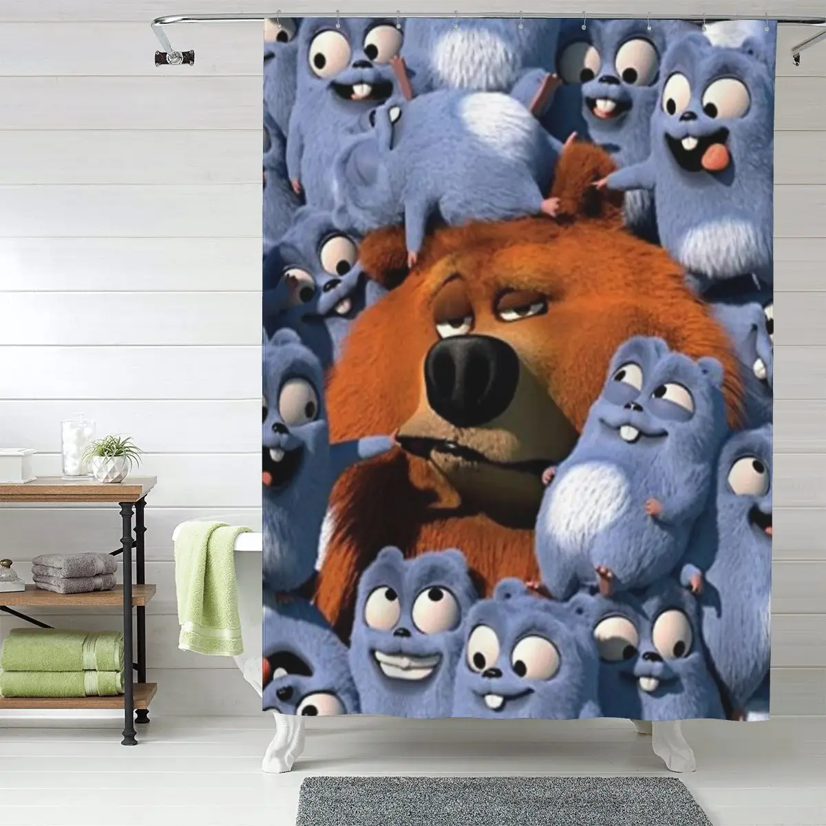 

Занавеска для душа Grizzy And The Lemmings, полиэстеровая, водонепроницаемая, с крючками