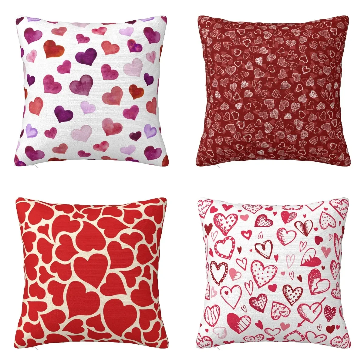 Red Pink Love Heart Pillow Case Home Sofa Bed Decor Pillow Cover Cushion Cover Square Pillowcase 18x18 Inch Valentine\'s Day Gift