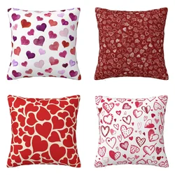 Red Pink Love Heart Pillow Case Home Sofa Bed Decor Pillow Cover Cushion Cover Square Pillowcase 18x18 Inch Valentine's Day Gift