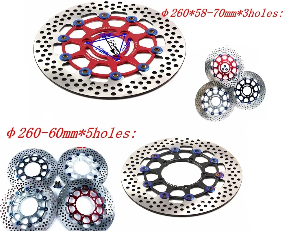 

Universal Motorcycle CNC 3 holes 260 *70mm / 5 holes 260 * 60mm Floating disk brake disc for Honda Yamaha BWS WISP Motorbike