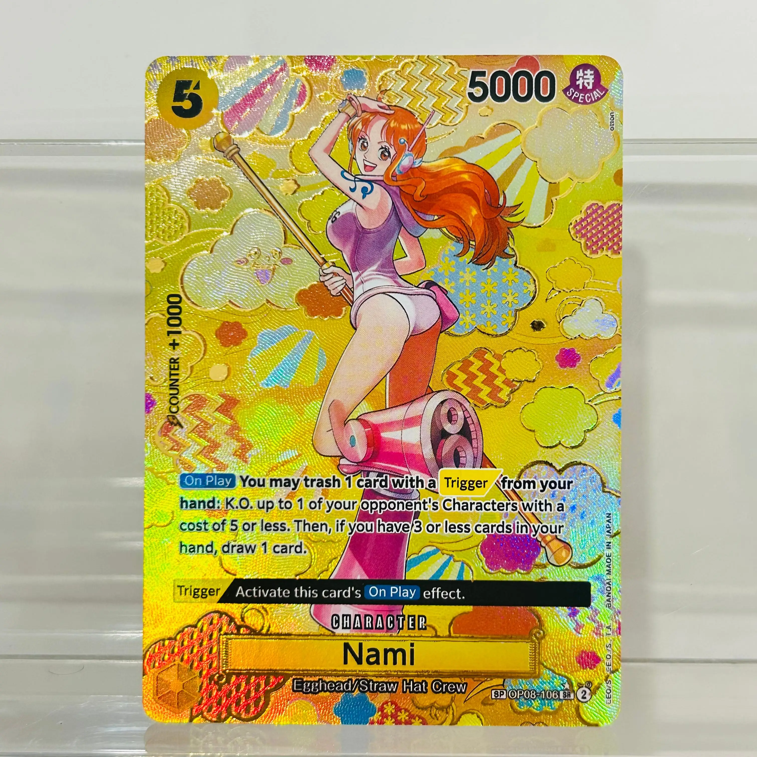 One Piece Nami OP08-106SP Charakterkarte Goldfolie Holografische Textur Sammelkarten DIY Premium Anime-Sammelkarte