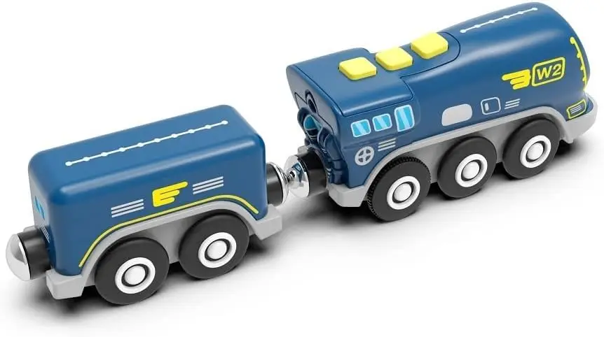 Tren locomotor de acción con pilas (magnético) - Potente tren tipo bala con motor compatible con Thomas, Brio, Chuggington