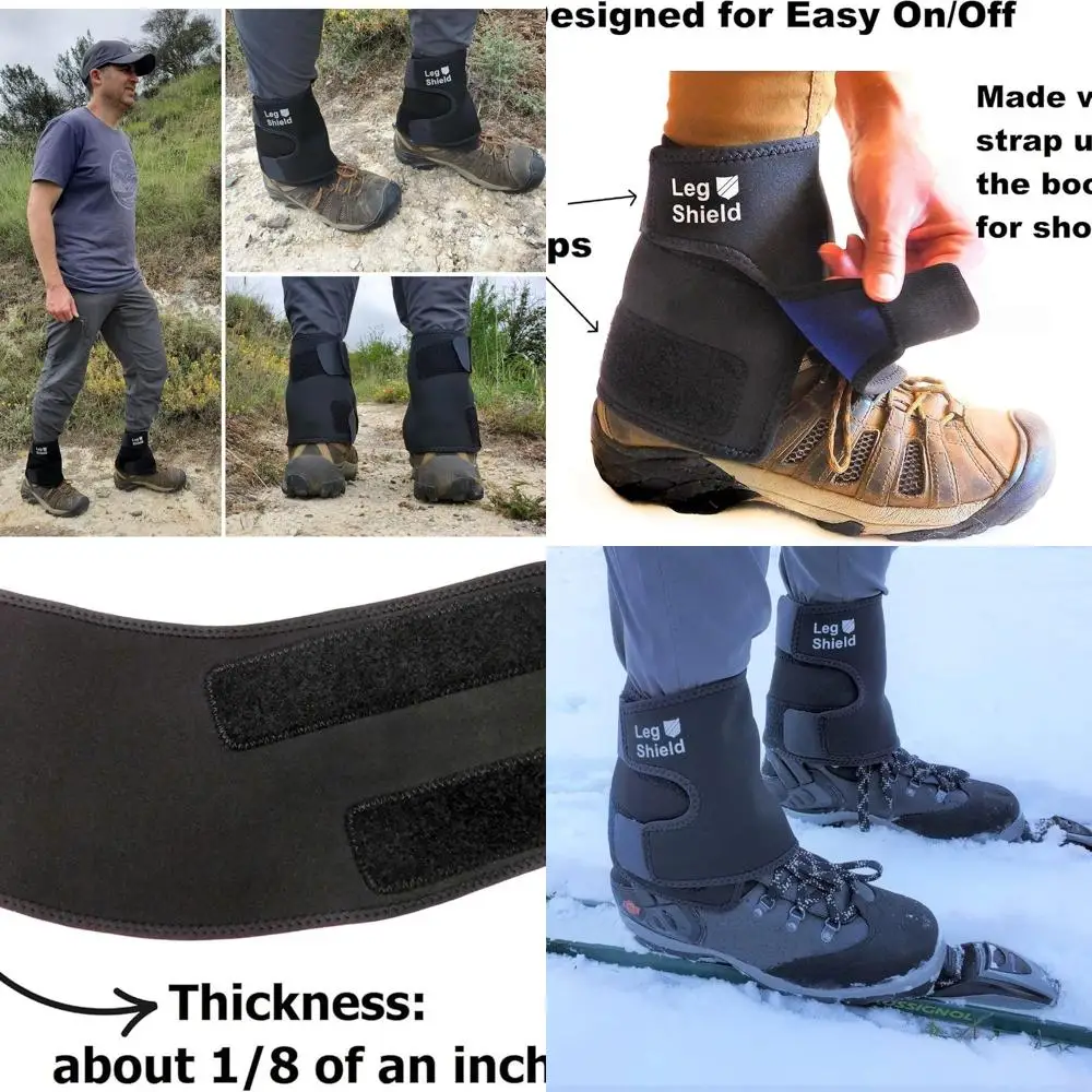 Low Gaiters - Hook & Loop Design for Easy On/Off - Neoprene Leg Gaiters for Hiking, Cross Country Skiing, Yard Work - Comfortabl