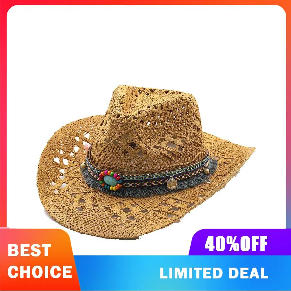 Cowboy Straws Hat Wide Brim Sun Protection Summer Travel Fashion Cap
