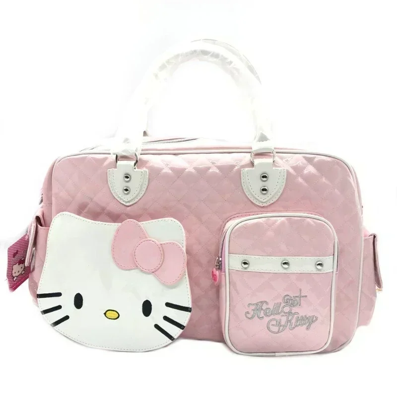 New Sanrio Hello Kitty Women Travel Bag Girl Cartoon Fashion Pu Waterproof Travel Super High Capacity Convenient Storage Handbag