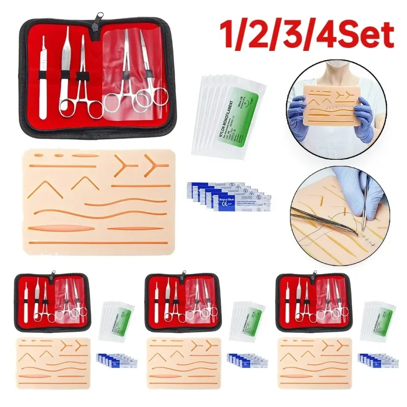 4/3/2/1set Medical Students Suture Practice Kit Surgical Training With Skin Pad Model Tool Set Educational Teaching Equipment