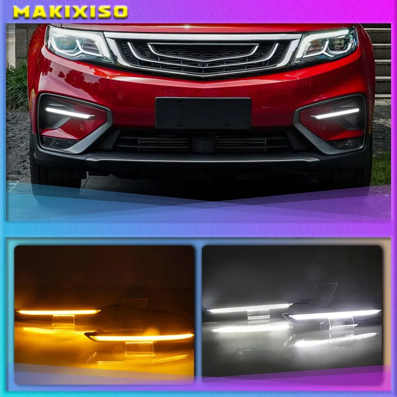 

2Pcs Car LED Daytime Running Light Fog Lamp Frame Fog Light for Geely Boyue Proton X70 2018