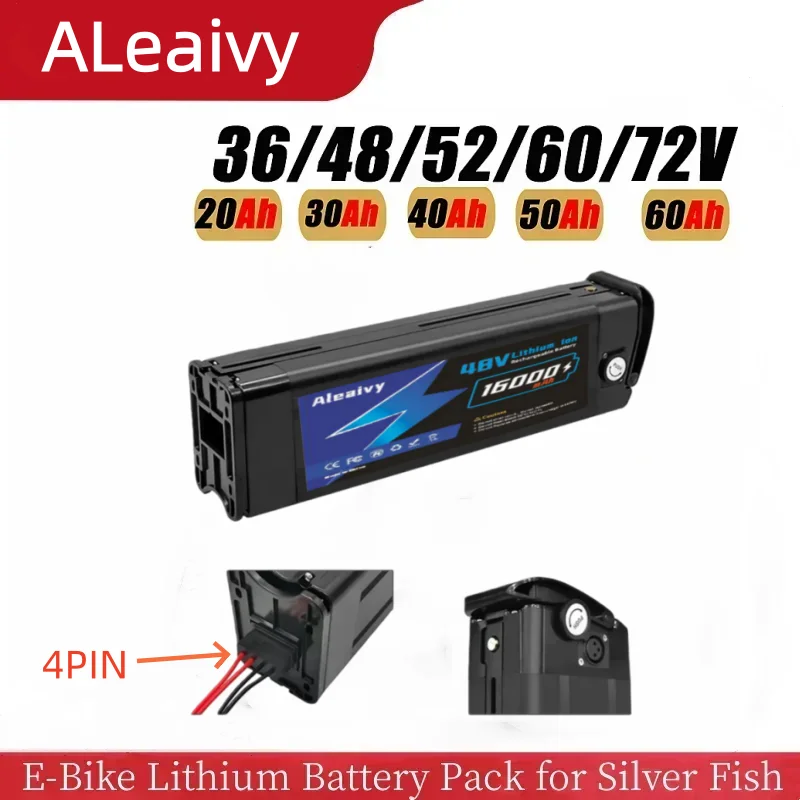 

Lithium Battery Pack 48V/36V/52V/60V/72V | 12-20Ah Capacity for Silver Fish , Battery+Charger