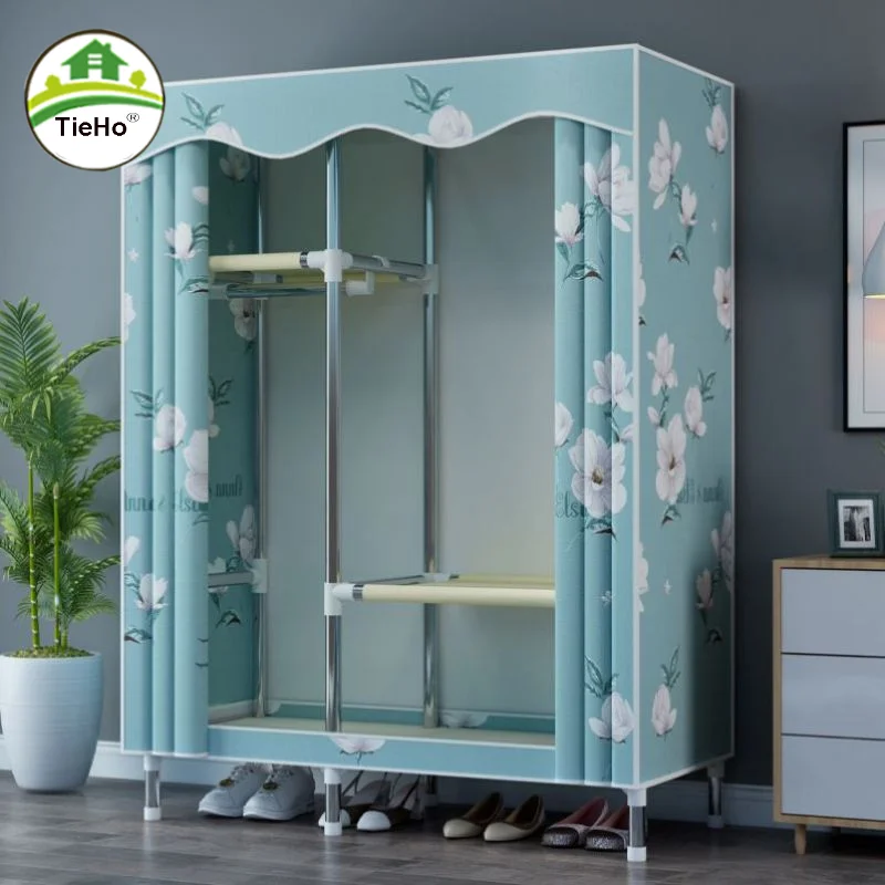 Household Fabric Foldable Wardrobe Large Capacity Cloth Bedroom Cabinets Solid Frame Dormitory Simple Closets Home Furniture