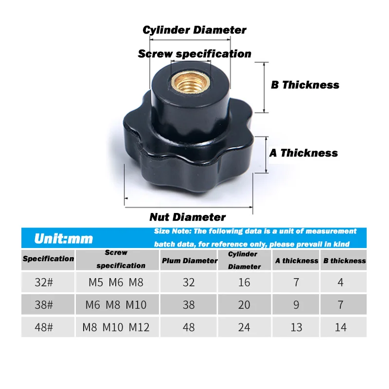Plum Bakelite Hand Tighten Nuts M5 M6 M8 M10 M12 M14 M16 Handle Star Mechanical Black Thumb Nut For CNC 3D Printer - view 6