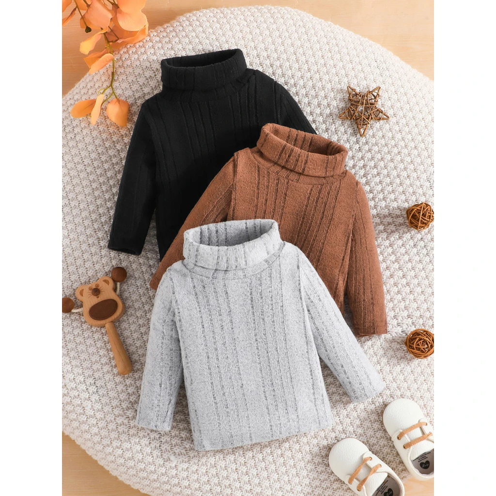 3PCS Set Ootd Terno for Newborn Baby Unisex Boy Girls Top 3-24 Months Fashion Long Sleeve Warm Sweater Winter