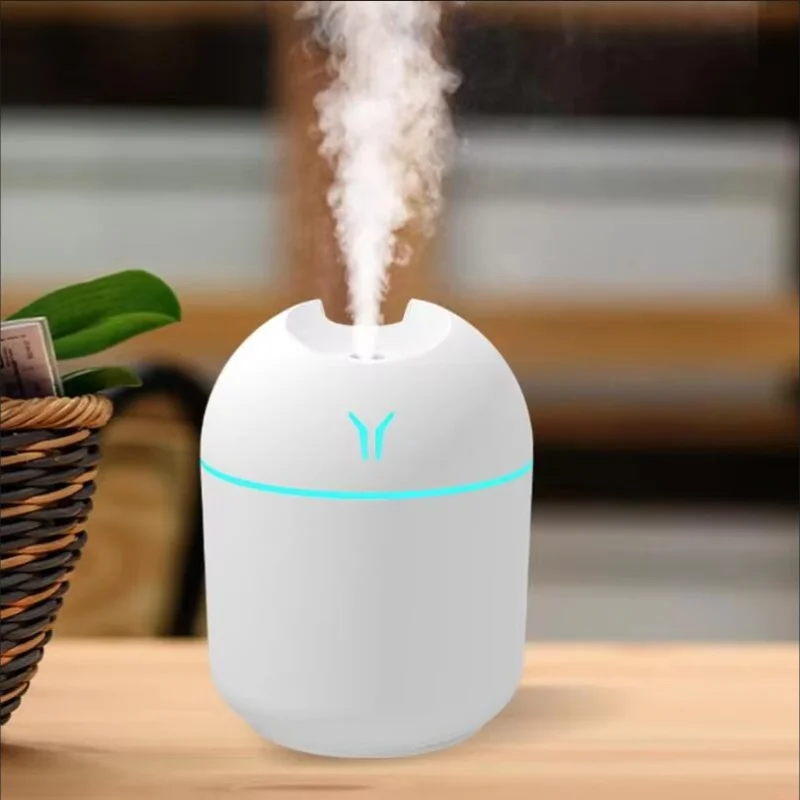 Minihumidificador de aire con USB, difusor de aceites esenciales para el hogar y el coche, generador de niebla ultrasónico, silencioso, con lámpara LED de Color, 250ML