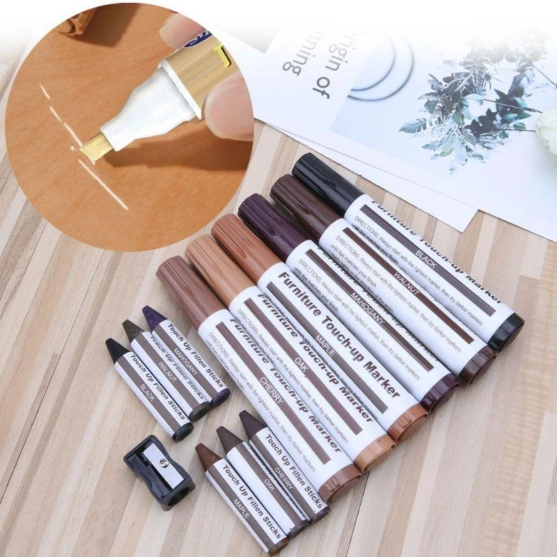 13 Pcs Furniture Markers with Sharpener for Touch Up Wax Sticks Scratch Repair Markers for Hardwood Wooden Floo best sale