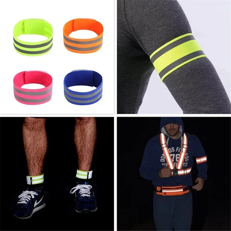 Outdoor Fietsen Reflecterende Strips Waarschuwingsarmband Reflector Polsband Fiets Bindriem Broek Hand Been Sport Tape Veiligheidswaarschuwing