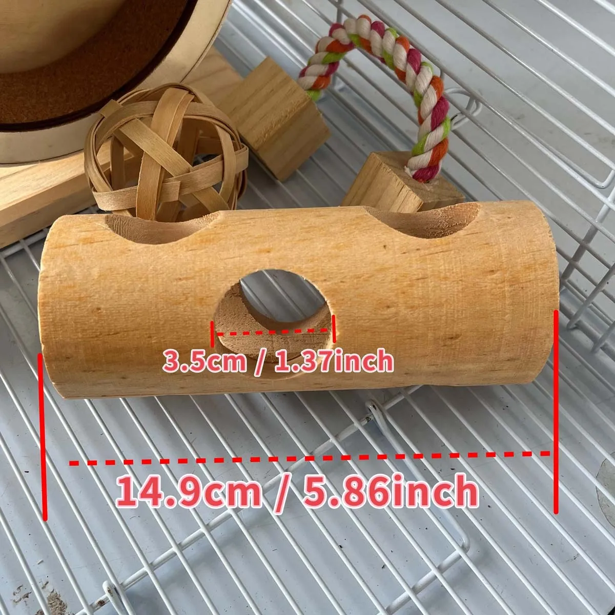 1 piece of wooden hamster tree hole tunnel, hole drilling, cage landscaping, special hamster cage entertainment, toys, third-lin