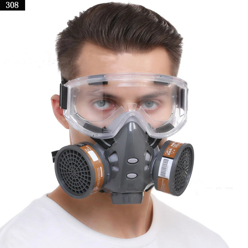 Full Face Gas Mask Respirator With Safety Glasses Filter Spray Paint Chemical Pesticide Decoration Formaldehyde Anti-Dust Work