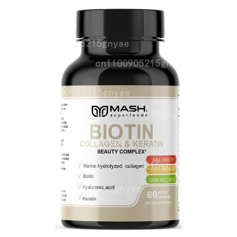 

Collagen Biotin Keratin Hyaluronic Acid Complex Supplement with Vitamin E, Folic Acid, Pumpkin Seed and MSM, 60 Capsules