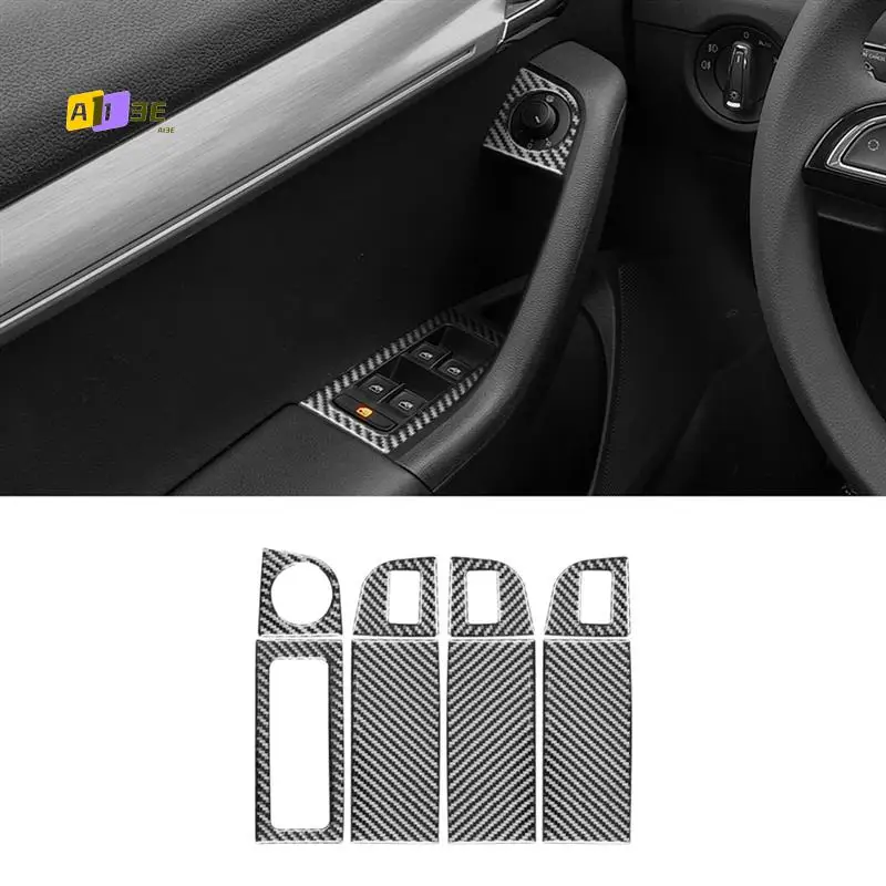

A03E-Car Window Lifting Switch Panel Trim Sticker Decorative Carbon Fiber For Skoda Octavia A7 2015-2020 Accessories