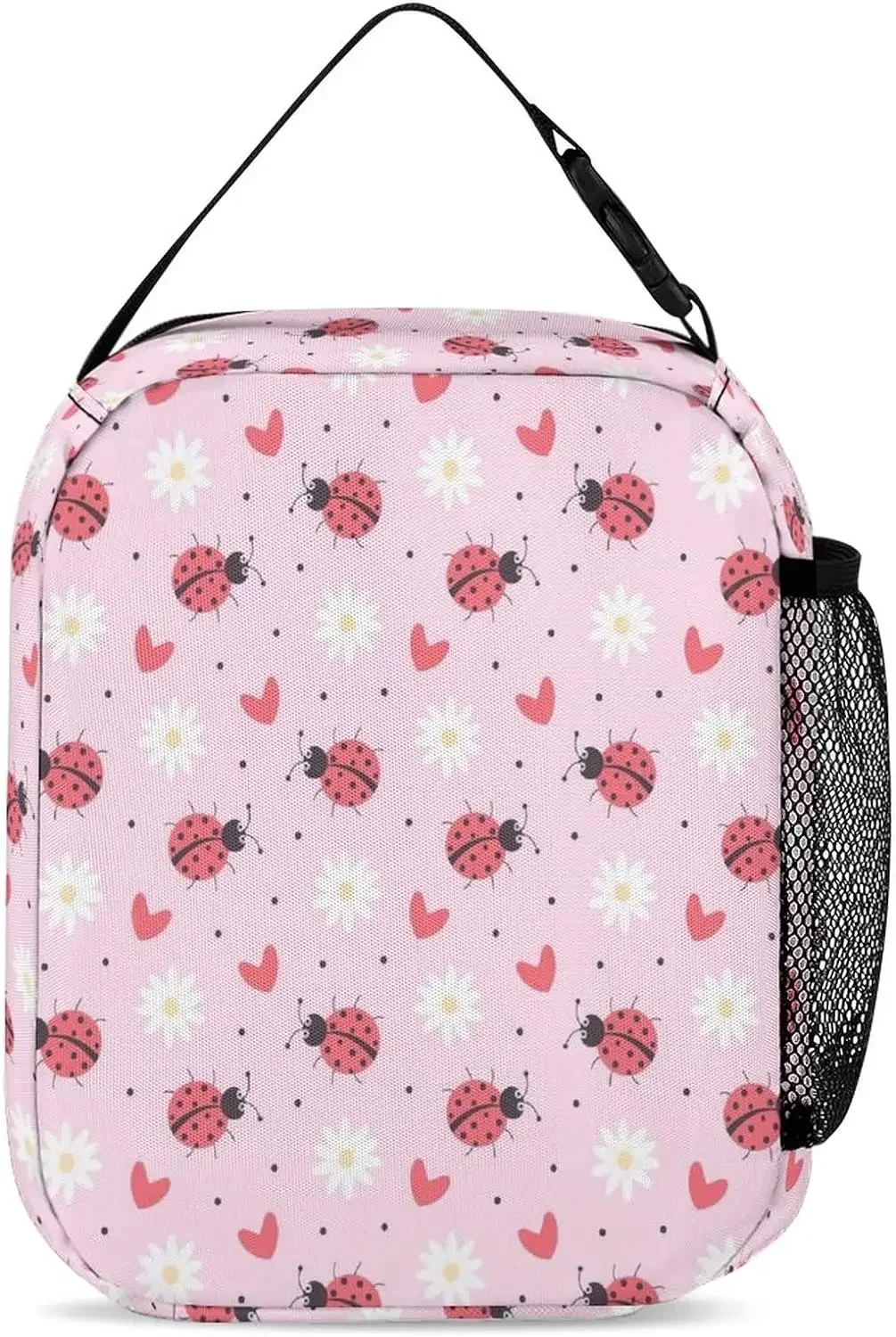 Ladybug Daisies Hearts Lunch Bag for Men Women, Insulated Lunch Bags for Office Work, Reusable Portable Lunch Box