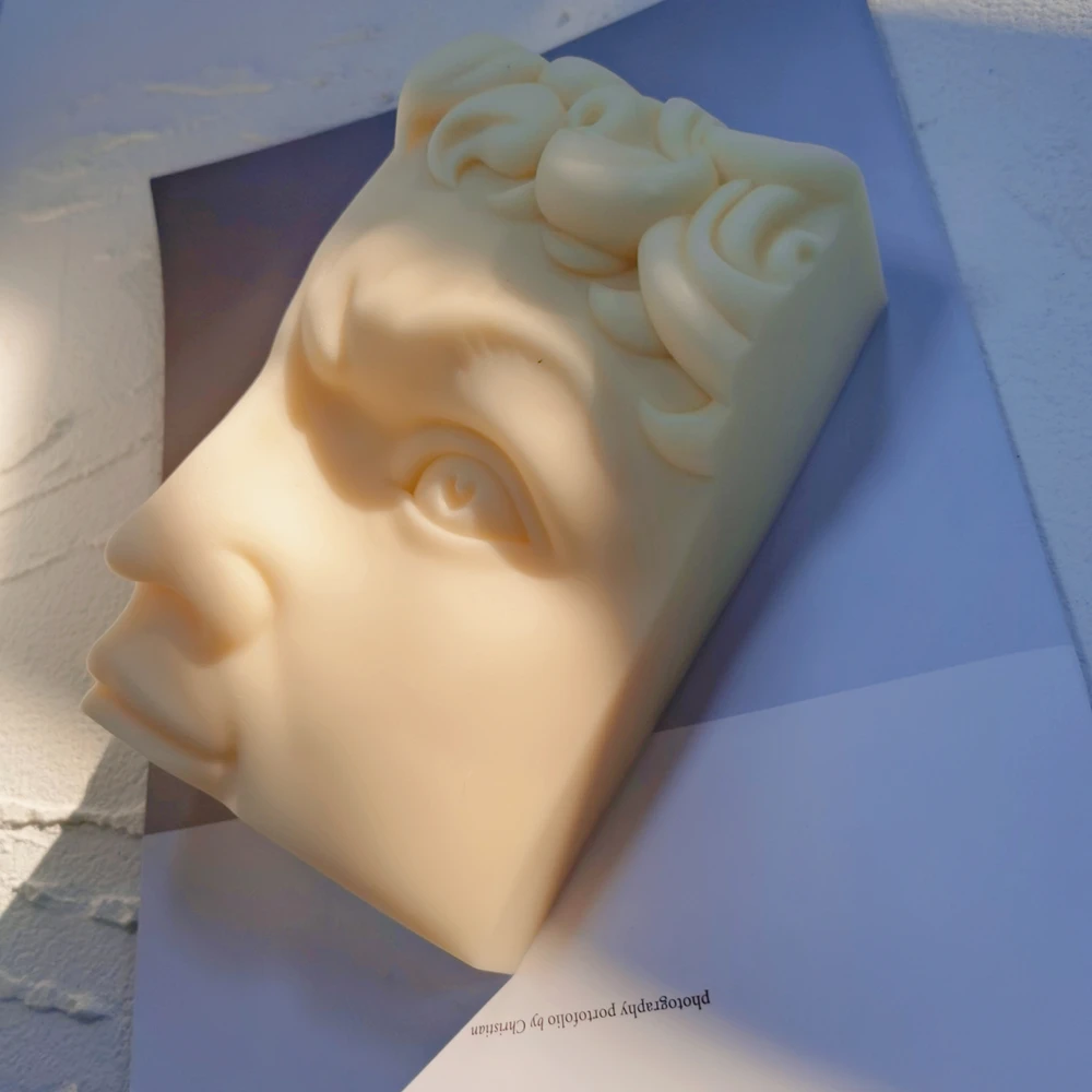 Imagem -04 - Molde de Silicone para Decoração de Casa Arte Corporal 3d David Face Estátua Grega Escultura de Meia Cabeça Lábios Boca Vela Septo