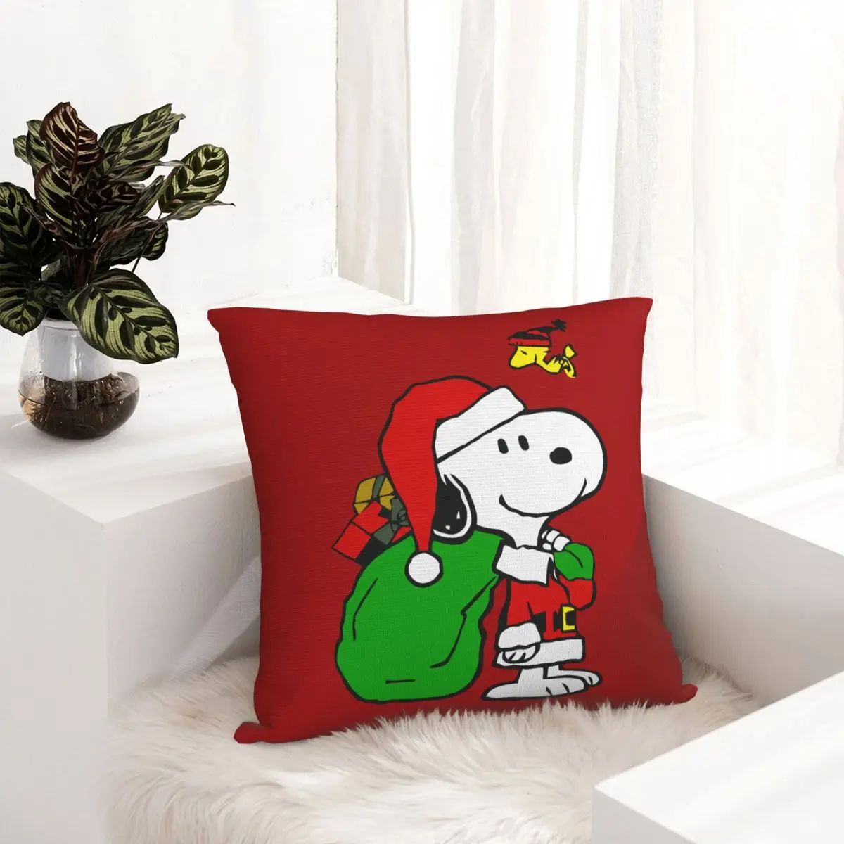 الفول السوداني سنوبي وودستوك عيد الميلاد المخدة قماش مطبوع غطاء الوسادة هدية كيس وسادة غطاء غرفة نوم دروبشيبينغ 40X40cm