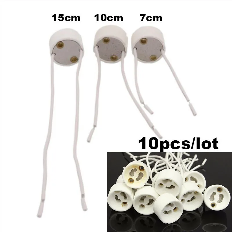 

10pcs/lot Lamp Base GU10 Lamp Holder Ceramic Connector Socket for LED Halogen Light Accessory 7cm 10cm 15cm cable S1