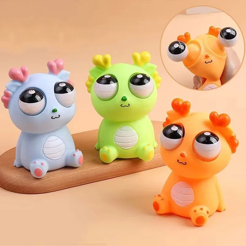 One Dollar Two Dollar Same Popular Toys Funny Creative Little Dragon Toy Bulging Eyes Little Dragon Stress Relief Gift