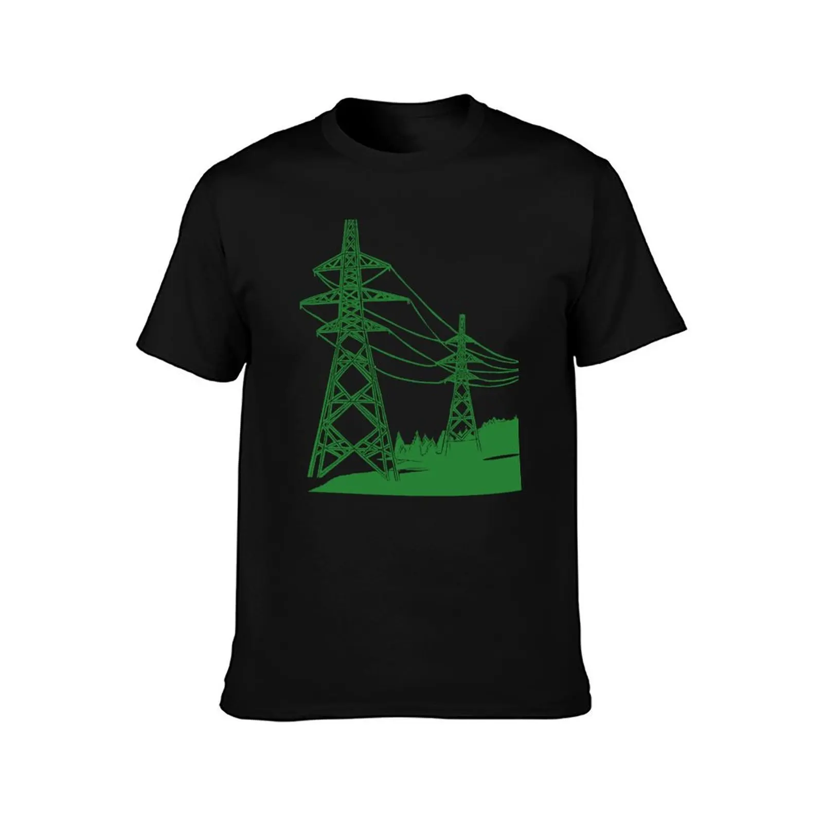 Green Electricity Pylons Linocut Print. T-Shirt Performance Dry Fit T-Shirt