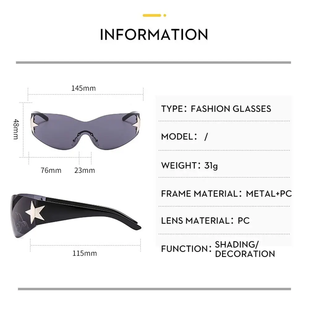 Oversized Trendy Punk Rimless Eyewear Sports Sun Glasses Shades Y2K Sunglasses for Women Men Wrap Around