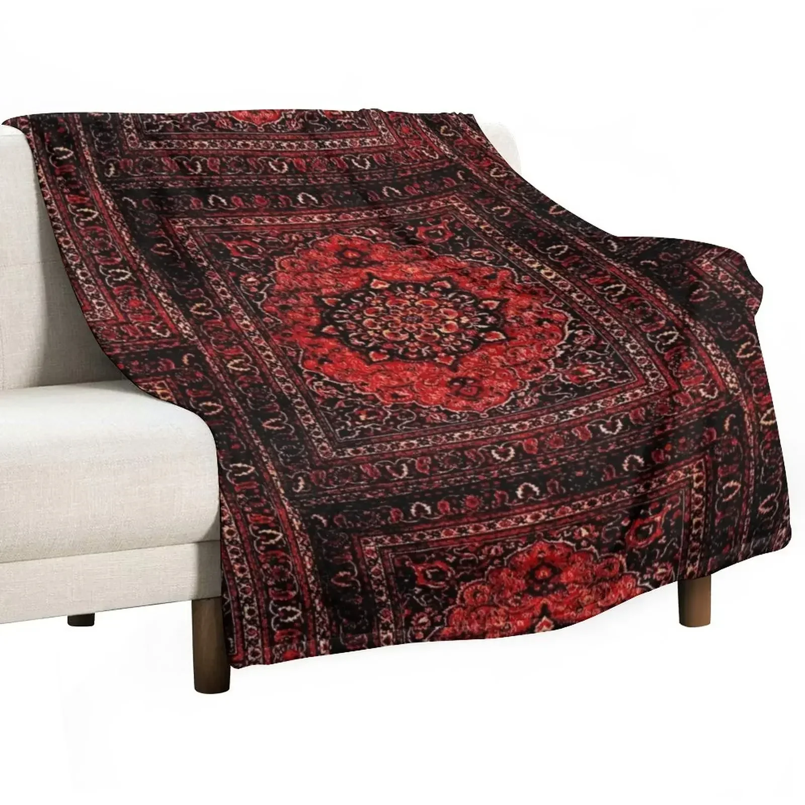 

Persian carpet look in rose Throw Blanket Luxury Flannel Fabric anime Blankets