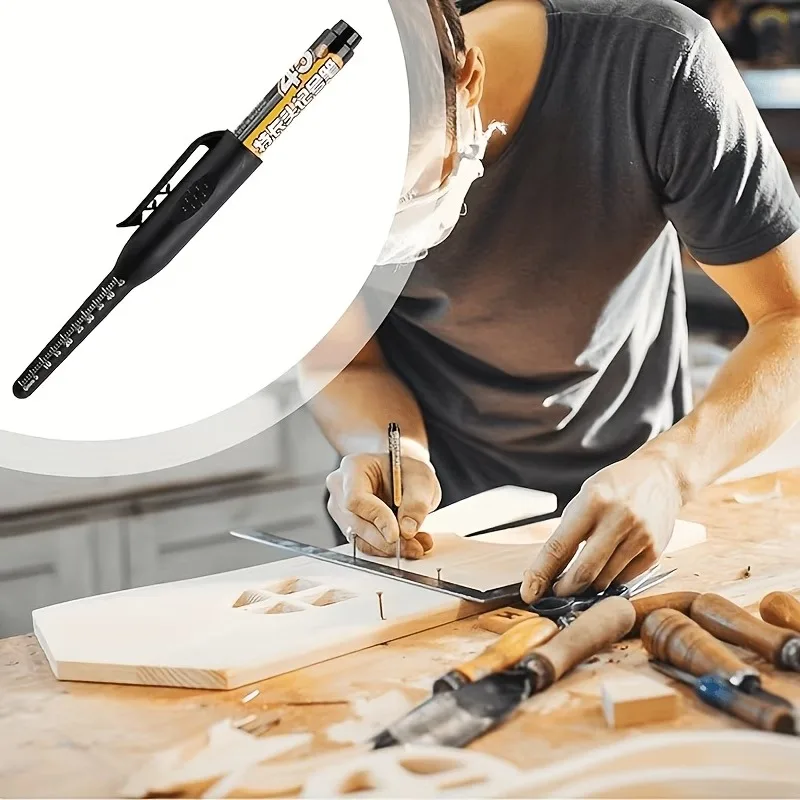 1-4pcs 45mm Deep Hole Marker Pens Waterproof Long Nib Head Carpenter Pen Water-based Paint Pens For Measuring Woodworking Office