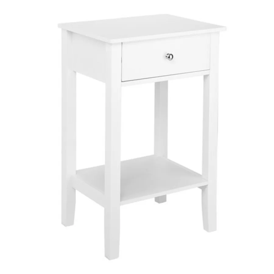 

FCH Twolayer Bedside Table Coffee Table with Drawer White