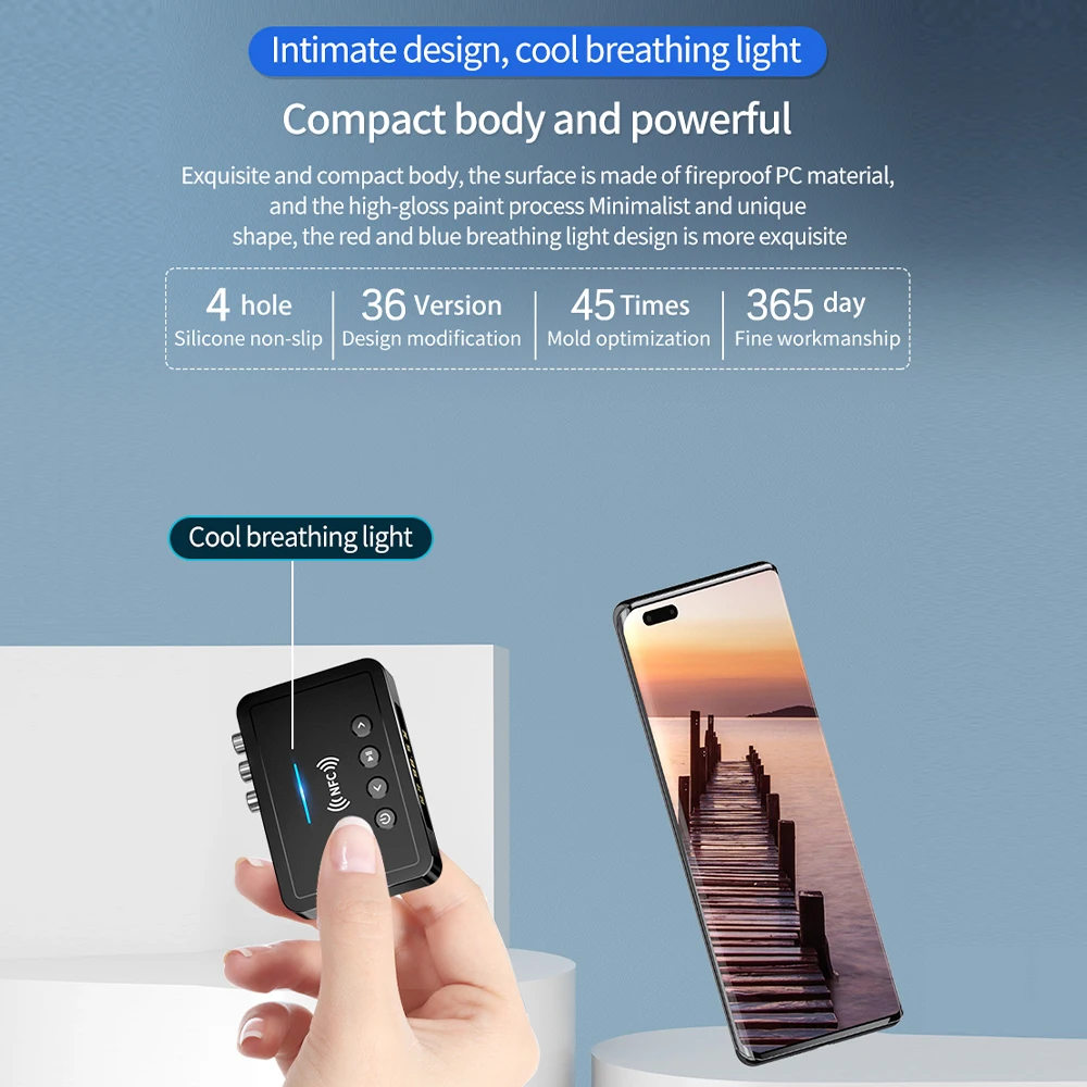 جهاز إرسال واستقبال بلوتوث M6 بلوتوث 5.4 3.5 مللي متر AUX/RCA/USB U القرص/TF المدخلات محول رقمي جهاز تحكم عن بعد عالمي #5