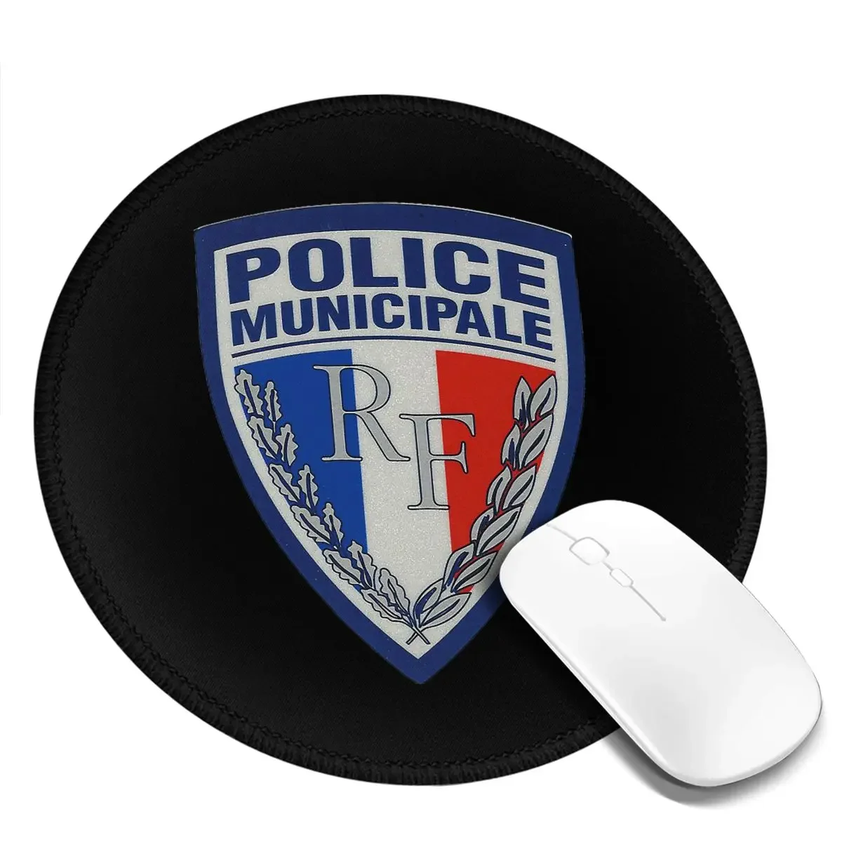 French Municipal Police Insignia Round Mouse Pad Computer Keyboard Mouse Mat Gaming Laptop Desk Mat Office Table Mats