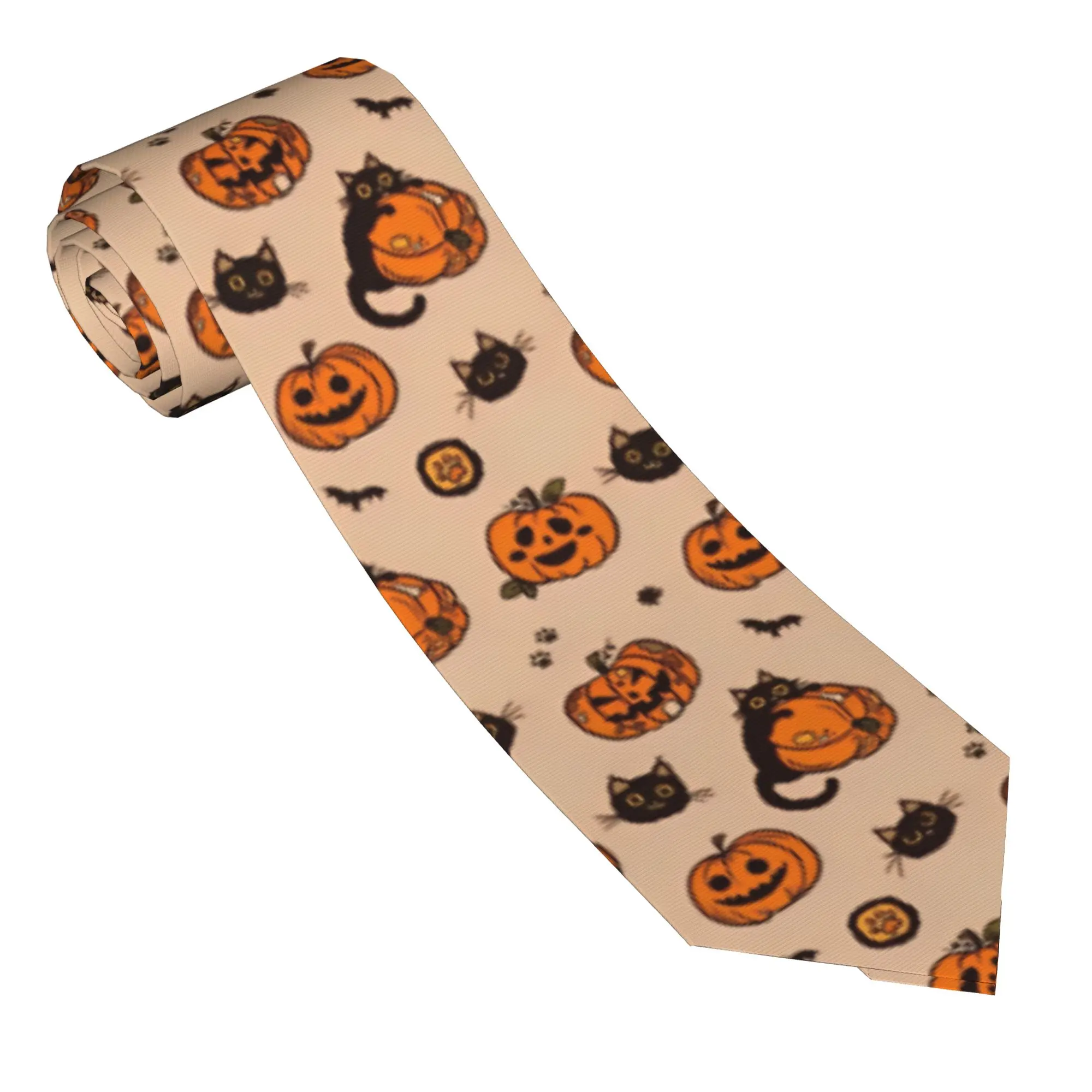 Halloween Pumpkins Ghosts Cat Neckties 8 cm Trick or Treat Cute Neck Ties for Men Slim Classic Accessories Cravat Wedding Office