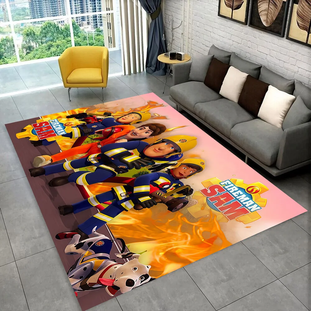 HD Cartoon Fireman Sam Child Carpet Rug for Living Room Bedroom Home Sofa Decoration,Kids Play Non-slip Floor Mat Gift