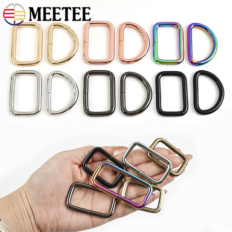 10Pcs Metal Bag Buckle 16-50mm D Ring Buckles for Strap Webbing Belt Hooks Dog Leash Connector Clasp DIY Hardware Accessories