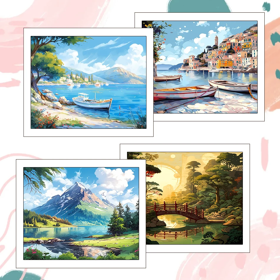 

RUOPOTY Painting By Number Adults Landscape Drawing Adult Coloring 40X50cm Diy Set Art Supplies Color Markers Handiwork Crafts