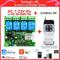 Zigbee Tuya WIFI Smart Relay Switch AC/DC 7-32V 85-250V Work with Smart Life Alexa Google Home 433mhz RF / Voice Control