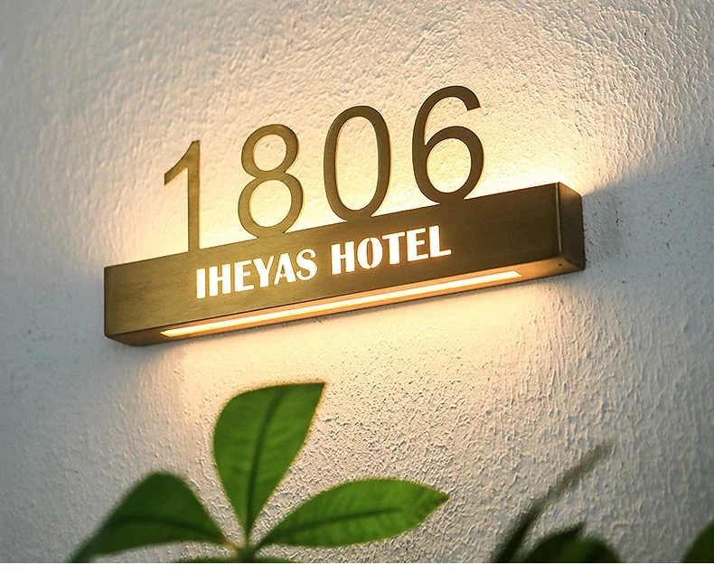 

Luminous character signboard design hotel house sign wall stainless steel character display board creative billboard
